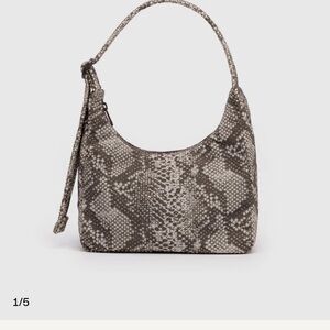 BAGGU Snakeskin Hobo Bag in Gray and Cream